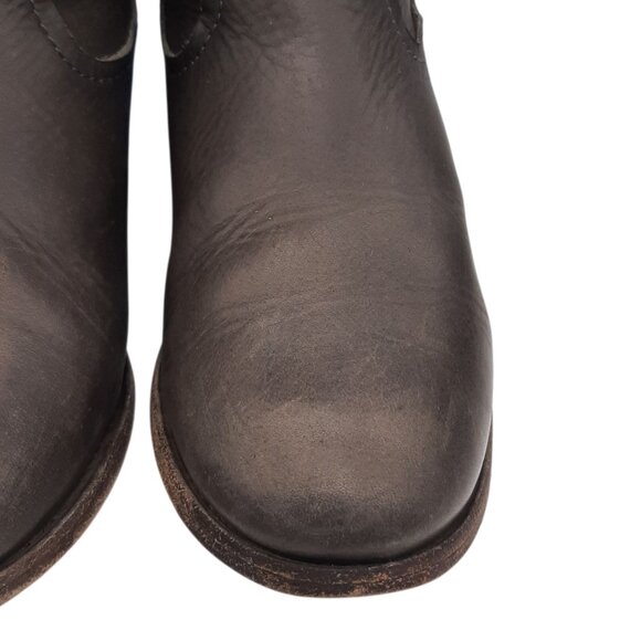 Frye Cara Gray Leather Mid Calf Roper Boots SZ 9 - Picture 5 of 16